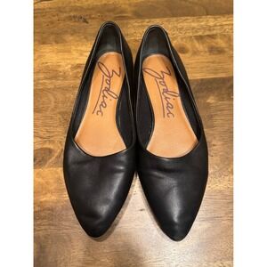 Zodiac Black Leather Pointed Toe Flats Comfort Everyday Shoes Women's 9.5